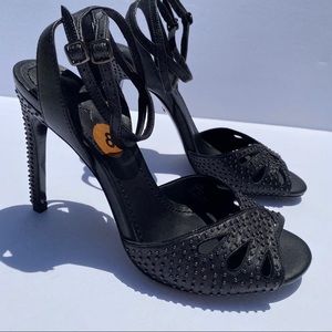Worn once Coach Black Studded Open-Toe Ankle-Strap Heels